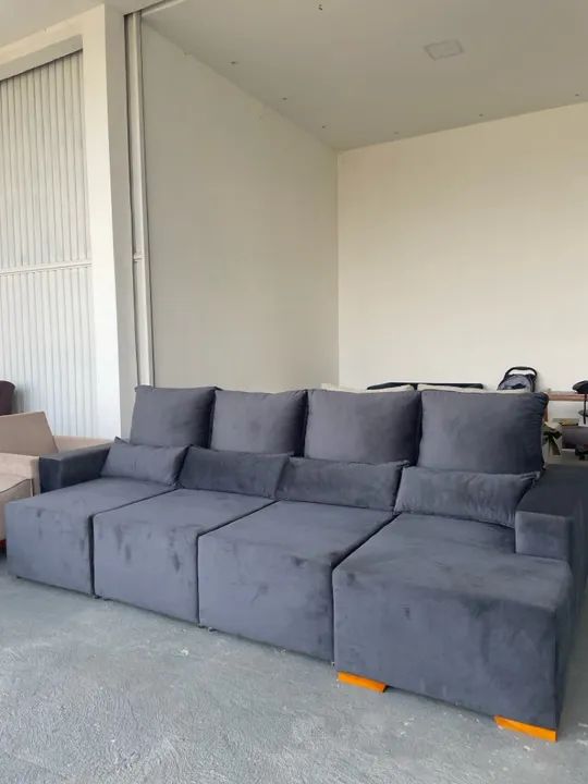 Sofá shaise retrátil e reclinável Cinza - Conforto e Estilo