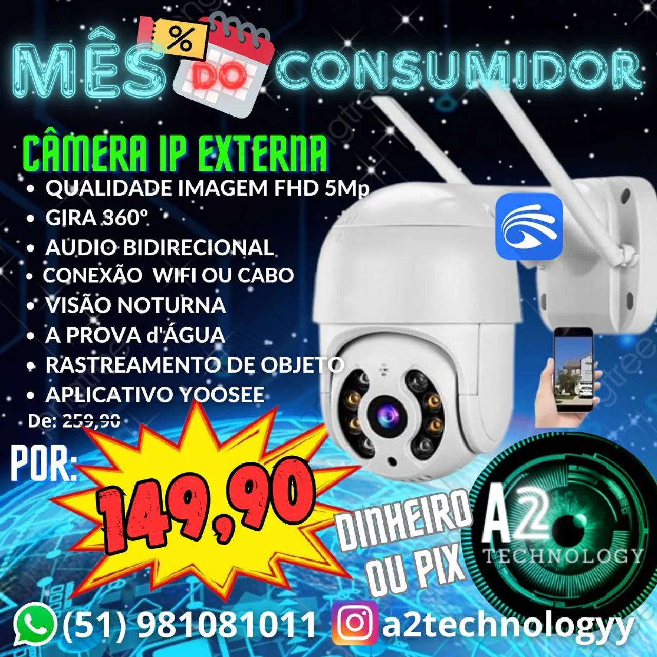 Câmera IP Externa FHD 5Mp - Promoção!