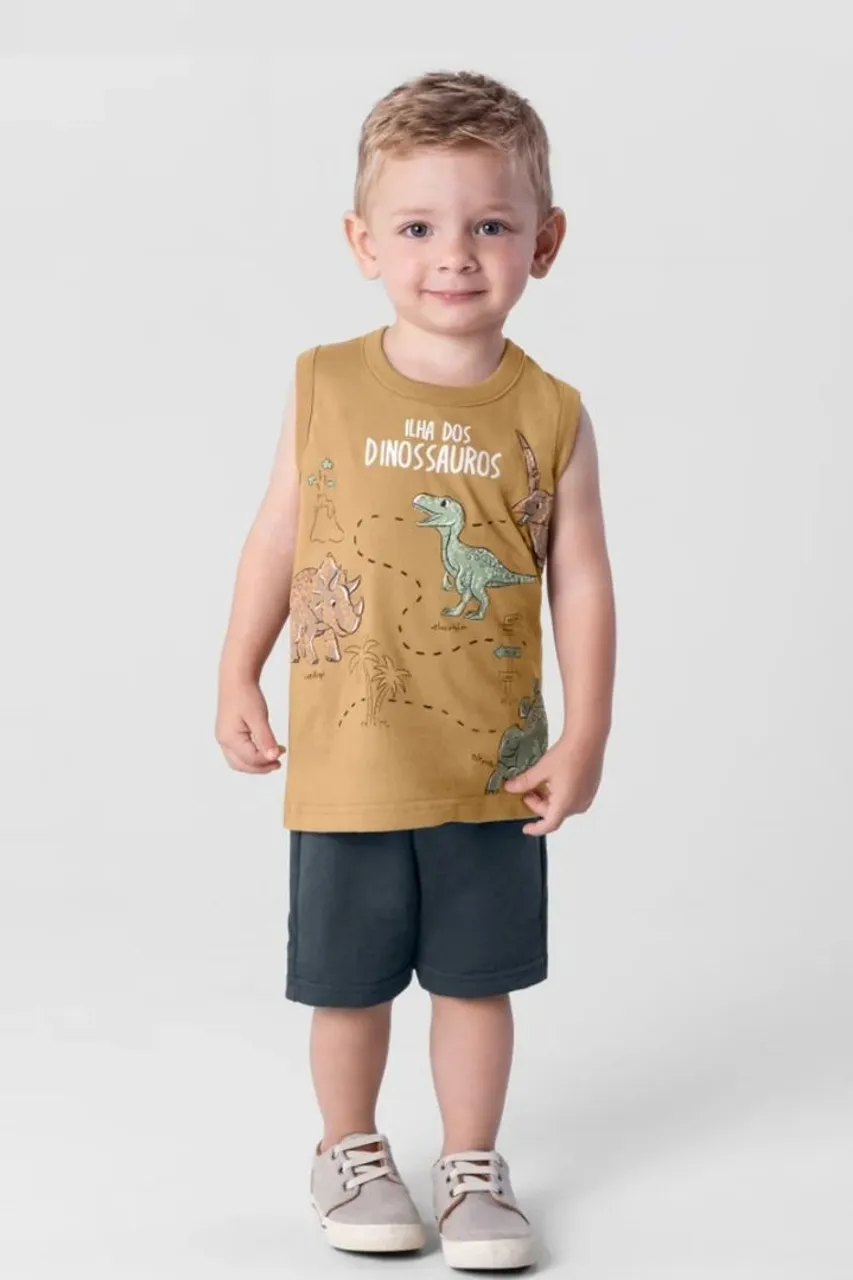 Conjunto Blusa e Shorts Dinossauros - Menino tamanho 3