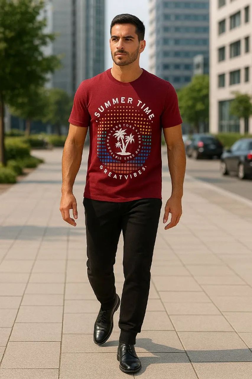 Conjunto de Camiseta Marsala + Calça Jogger Preta ( G )