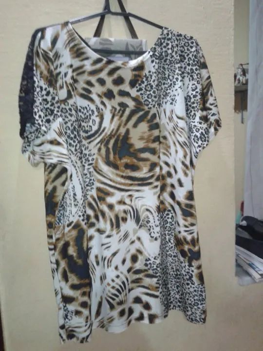 Blusa Trigresa Marrom com Renda - Foto 2