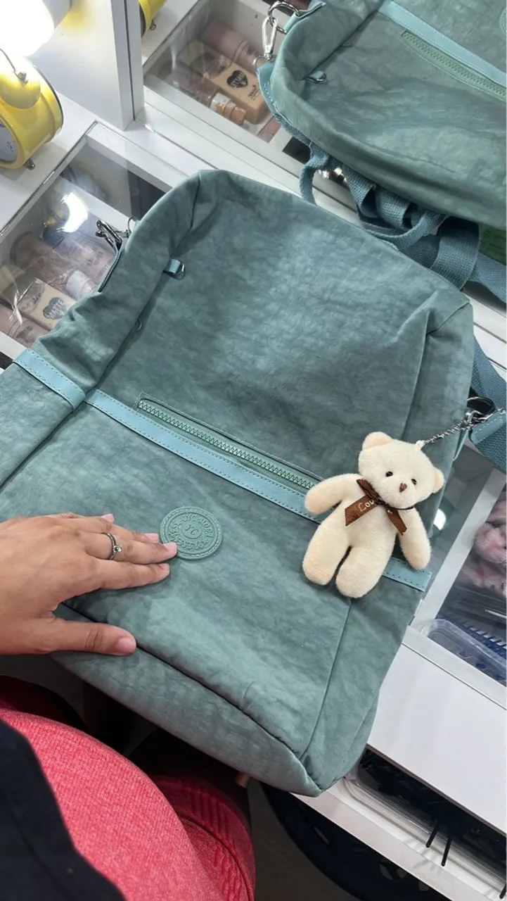 Mochila Azul Tiffany com Ursinho Charmoso