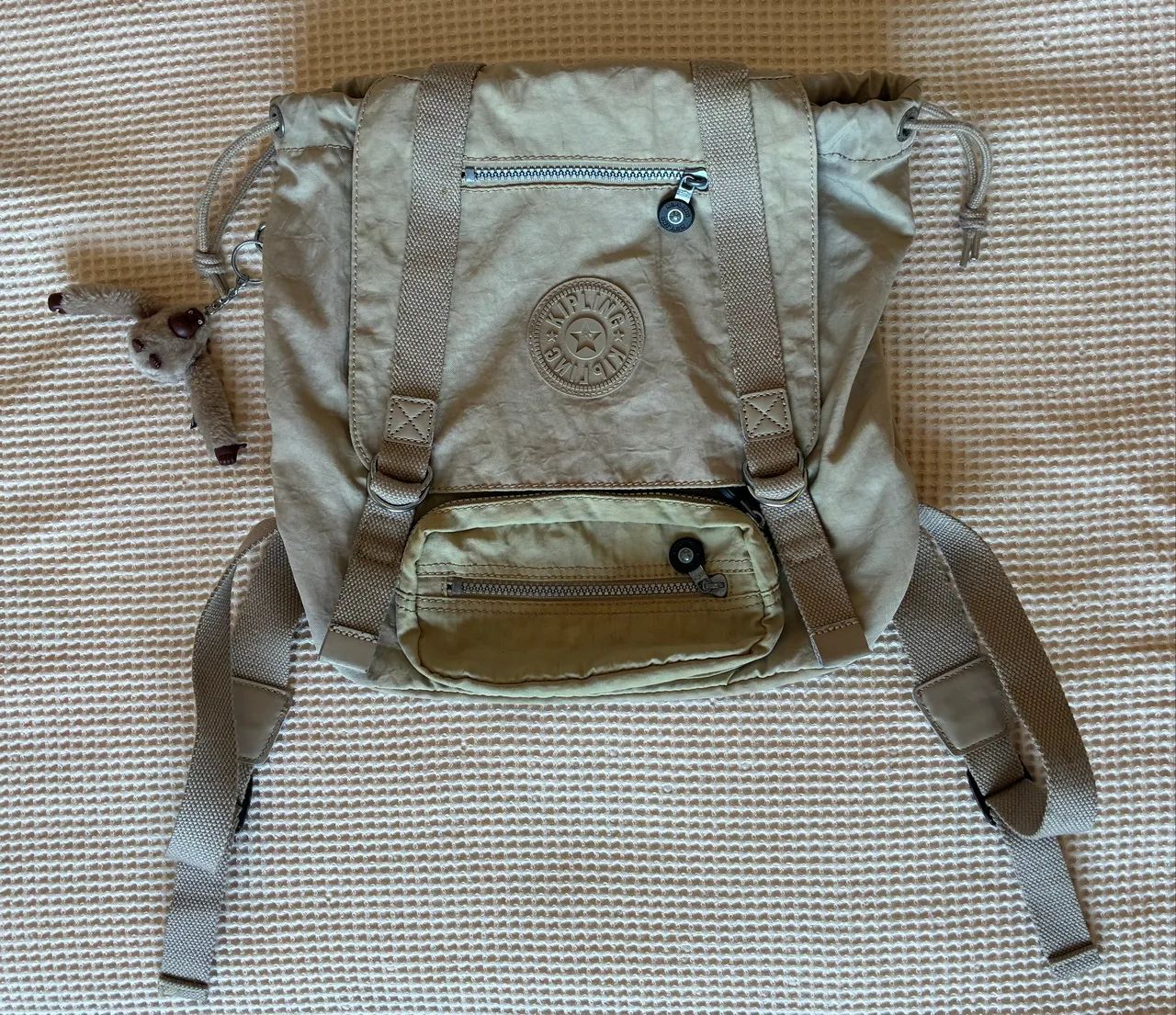 Mochila Kipling Original Bege Media - Foto 2