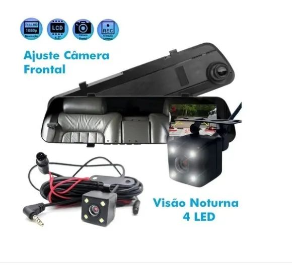 Espelho Retrovisor Com Câmera Ré e frontal Knup - Foto 2