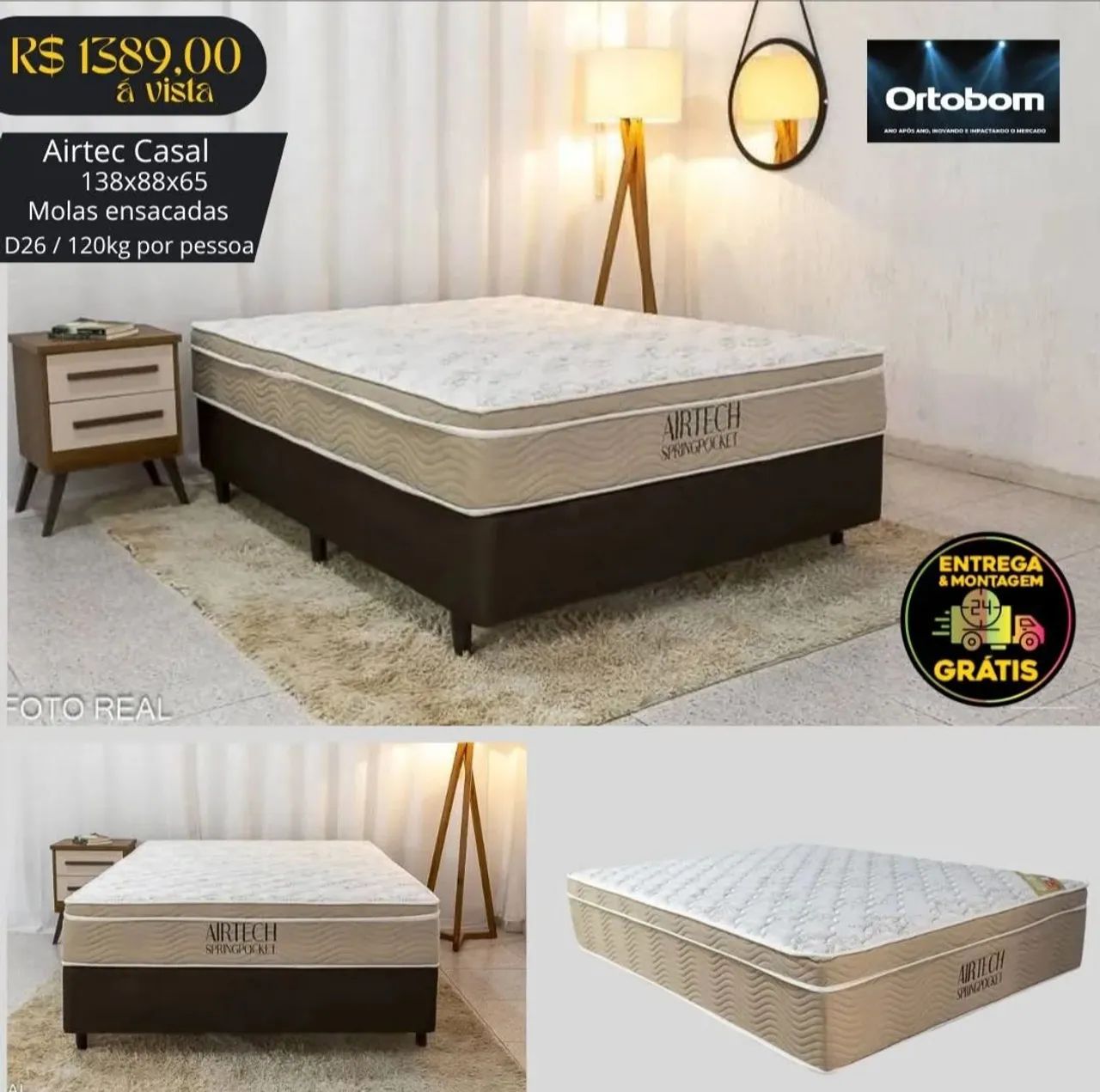Cama Box Casal Spring Pocket Ortobom - R$1389,00