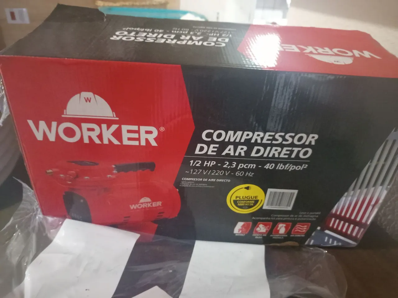 Compressor de Ar Direto Worker 1/2 HP 2,3 pcm