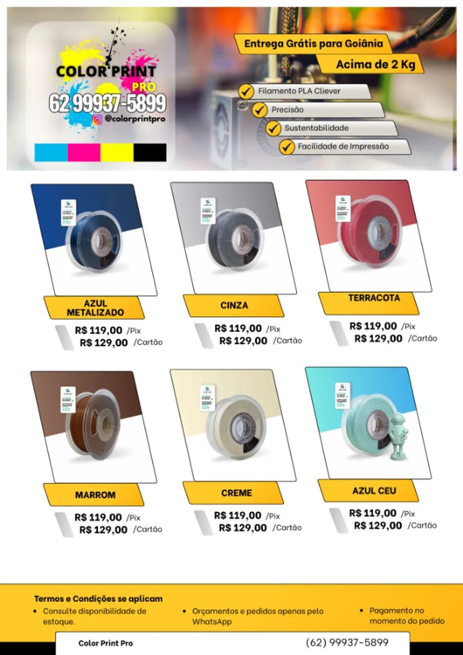 FILAMENTO 3D PLA PREMIUM CLIEVER - IMPRESSORA 3D - Foto 2