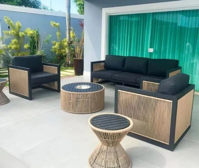 Conjunto de sofá luxo em corda náutica + Champanheira