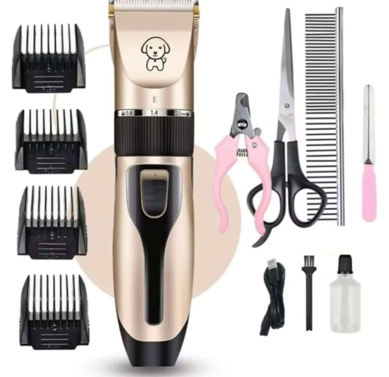 Kit Máquina de Tosar Profissional 11 Peças para Cachorros e Gatos