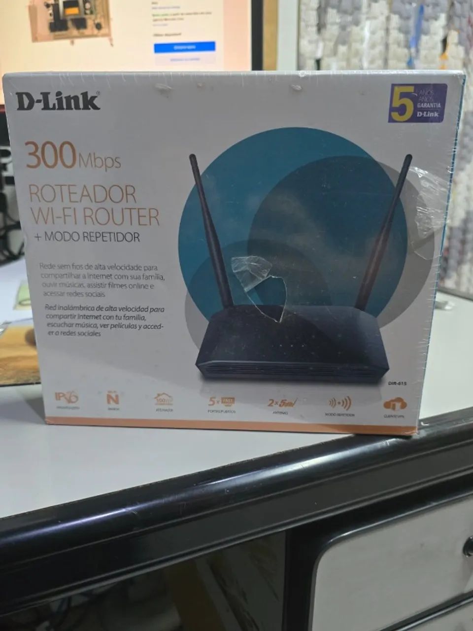 Roteador Wireless Wifi Adsl 300mbps D-link DSL-2740E/BR Cor Preto