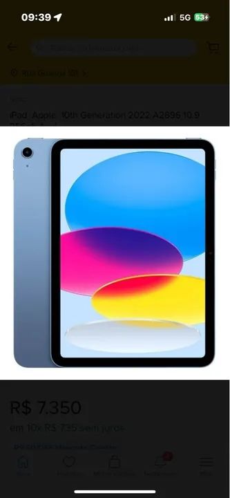 iPad Apple 10ª Geração - 256 GB LACRADO 