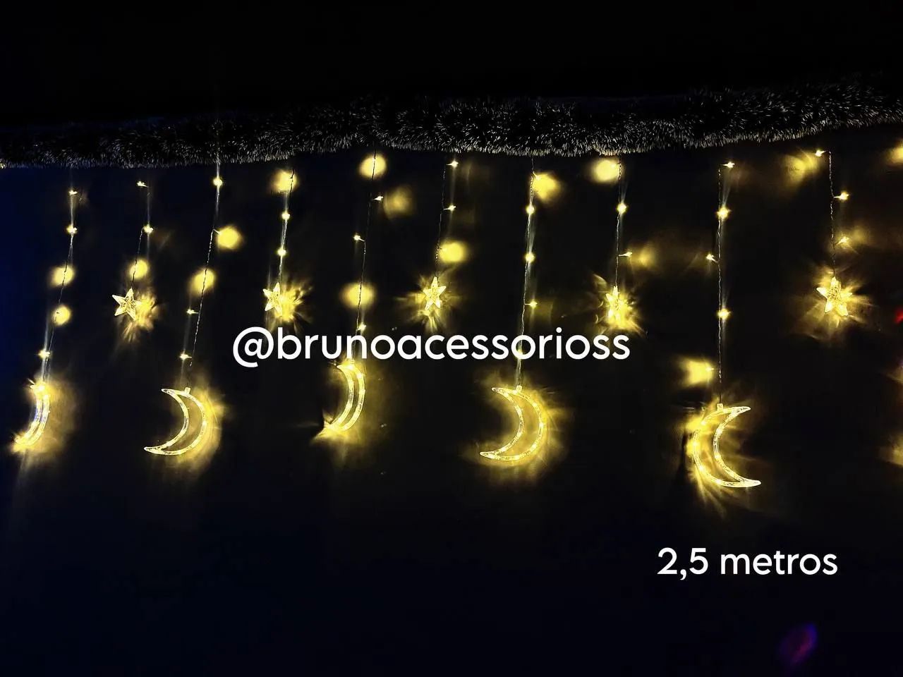 Cascata de led Estrela e Lua Branco  - Foto 5