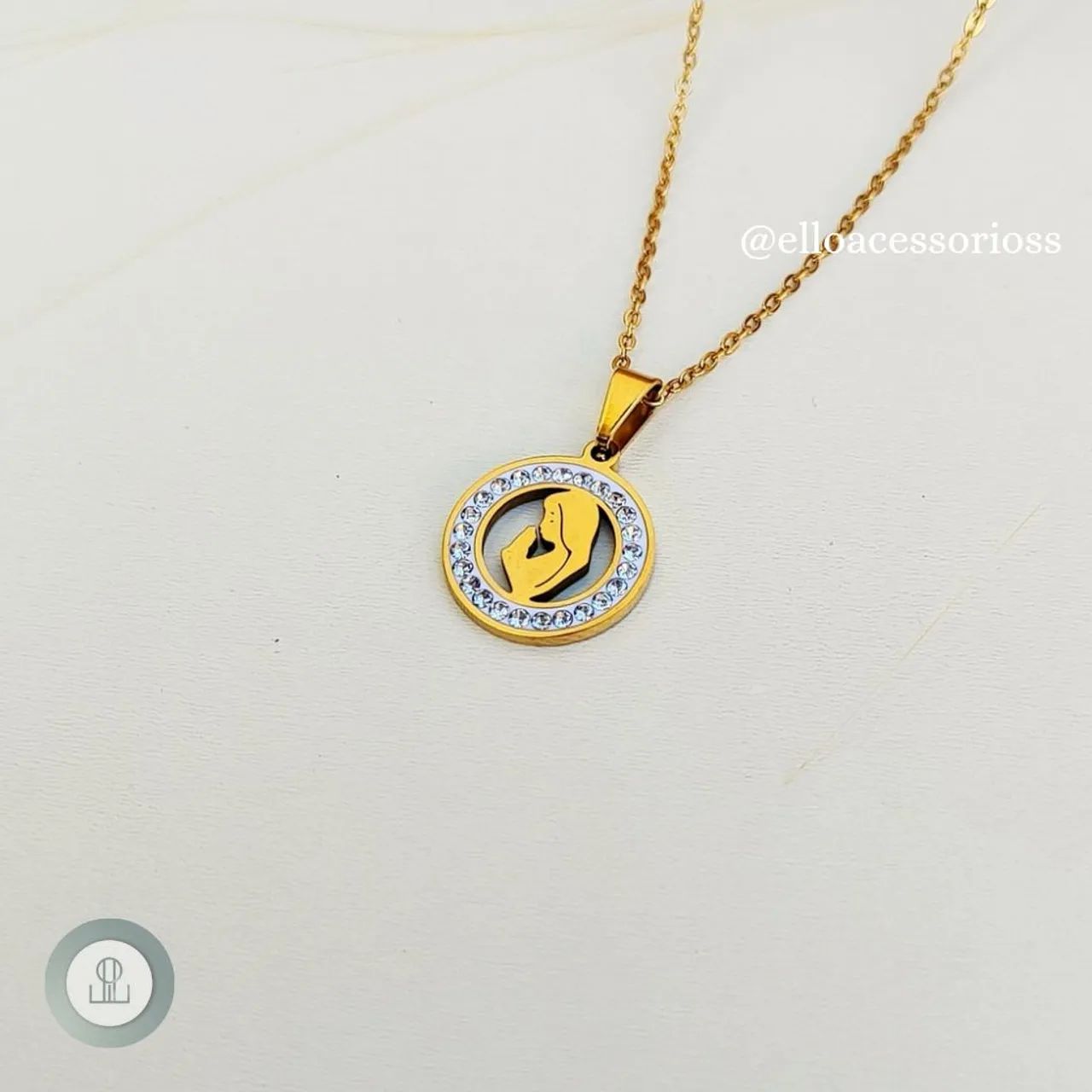 Colar Feminino amor e fé banhado 