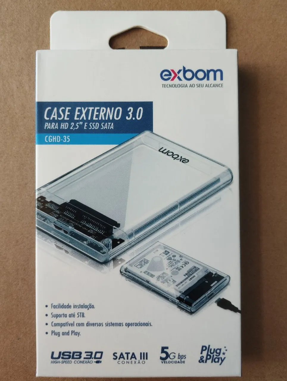 Case Externo 3.0 Exbom para HD e SSD SATA - Novo