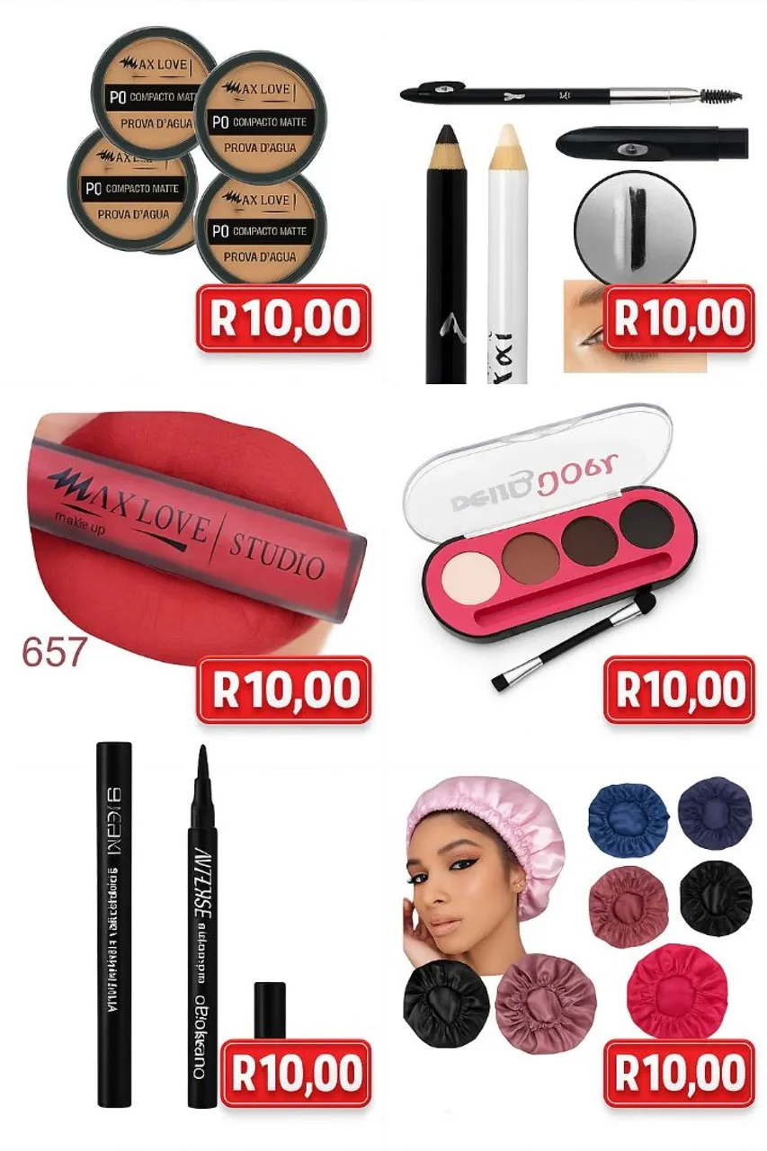 Kit de Maquiagem Max Love e Acessórios