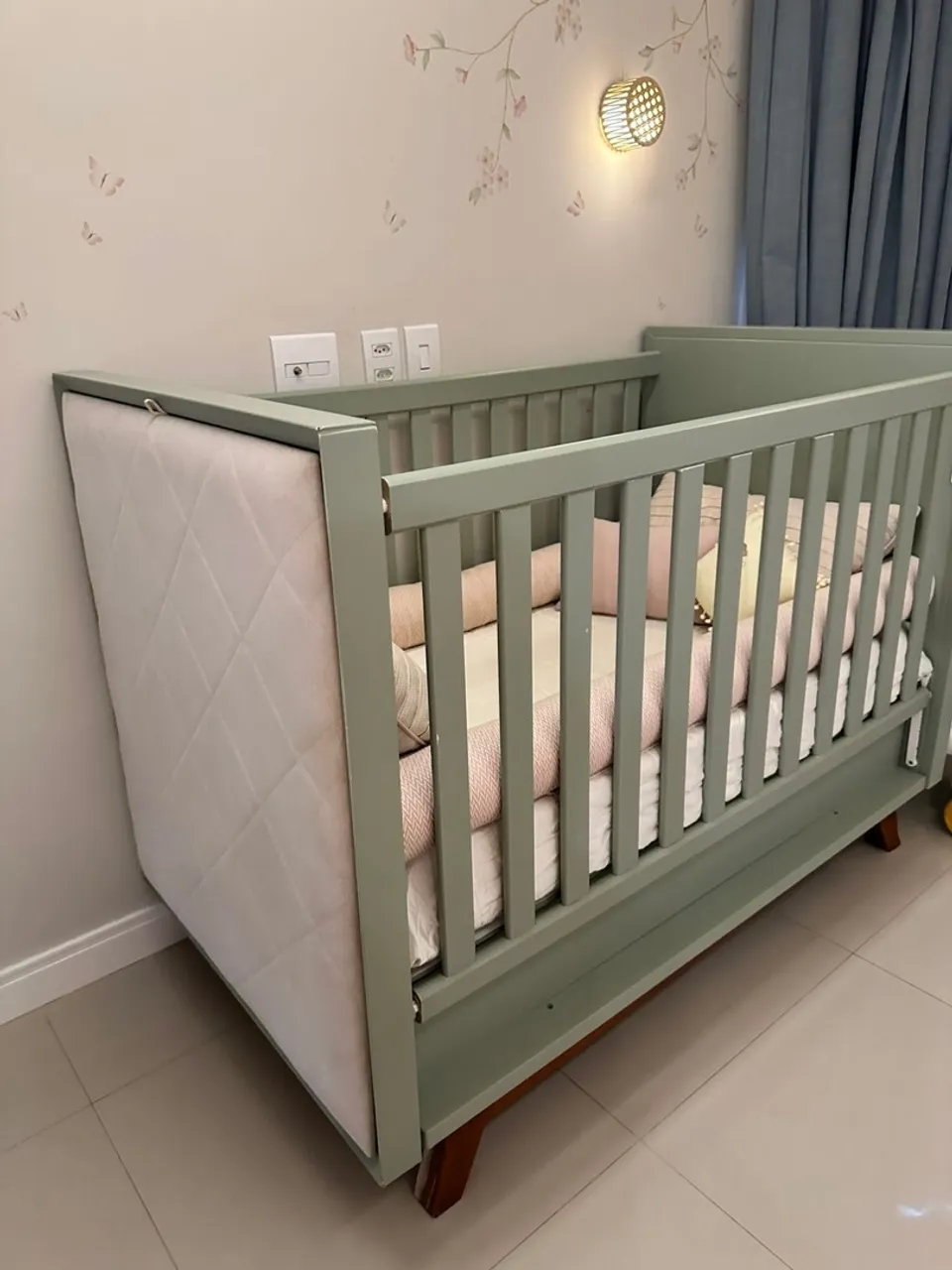 Berço Infantil Verde+Enxoval Berço