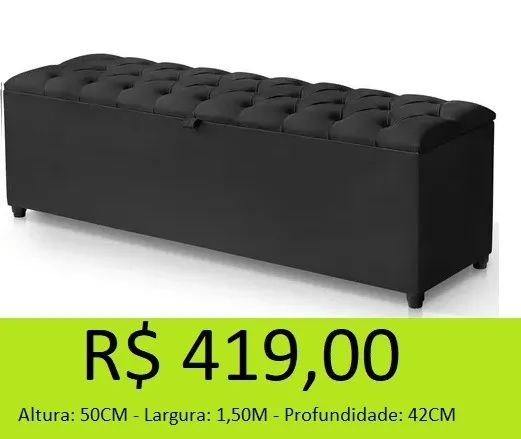 Recamier king veludo preto a pronta entrega