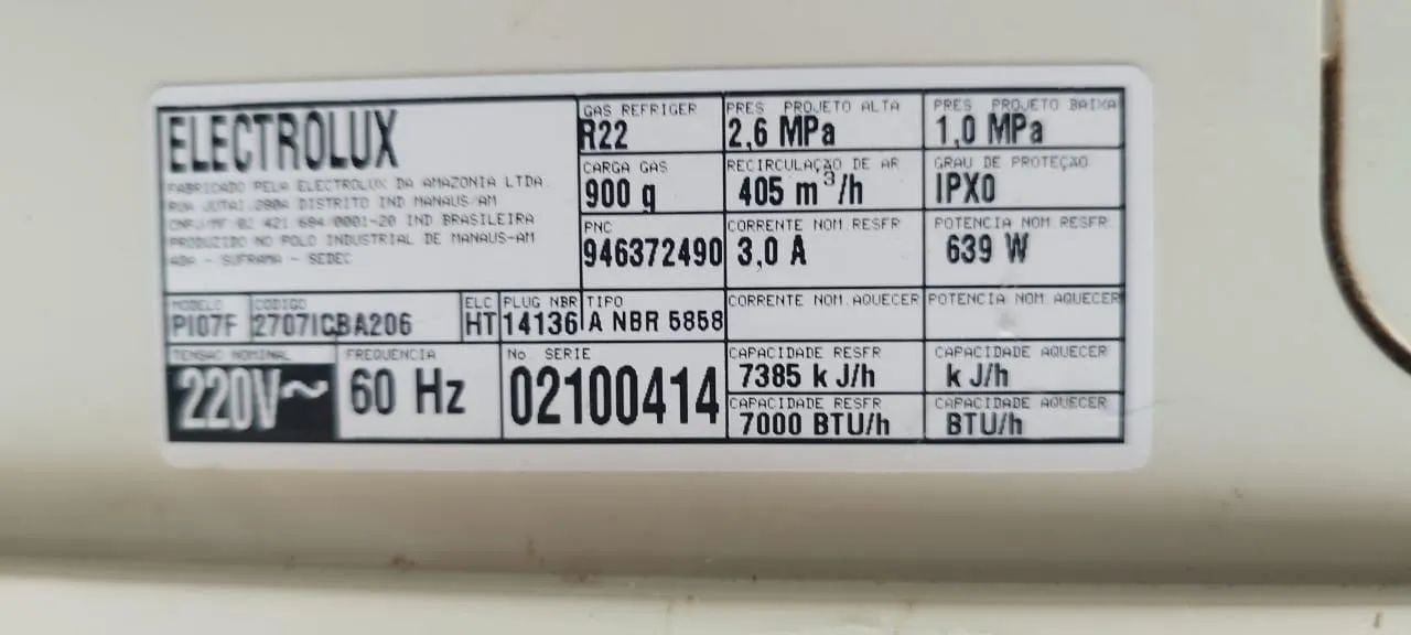 Ar Condicionado Eletrolux 7000Btu?s
