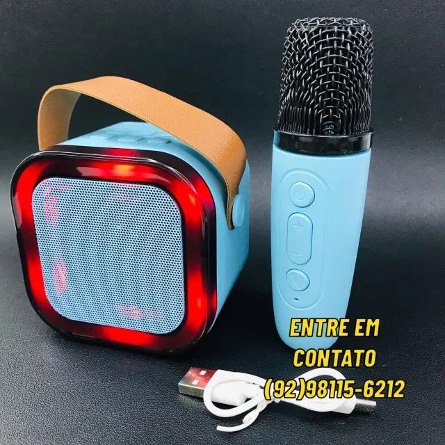 Caixinha De Som Com Microfone Bluetooth Karaoke - Foto 2