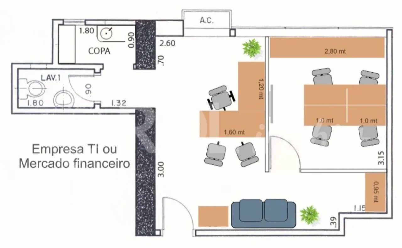 Escritorio/Sala - Santa Cecília