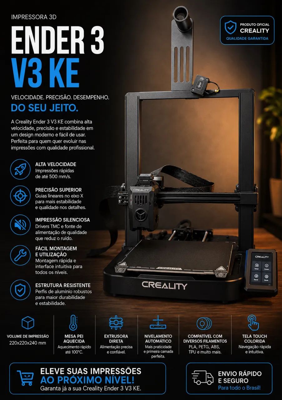 Impressora 3d ender 3 v3 ke