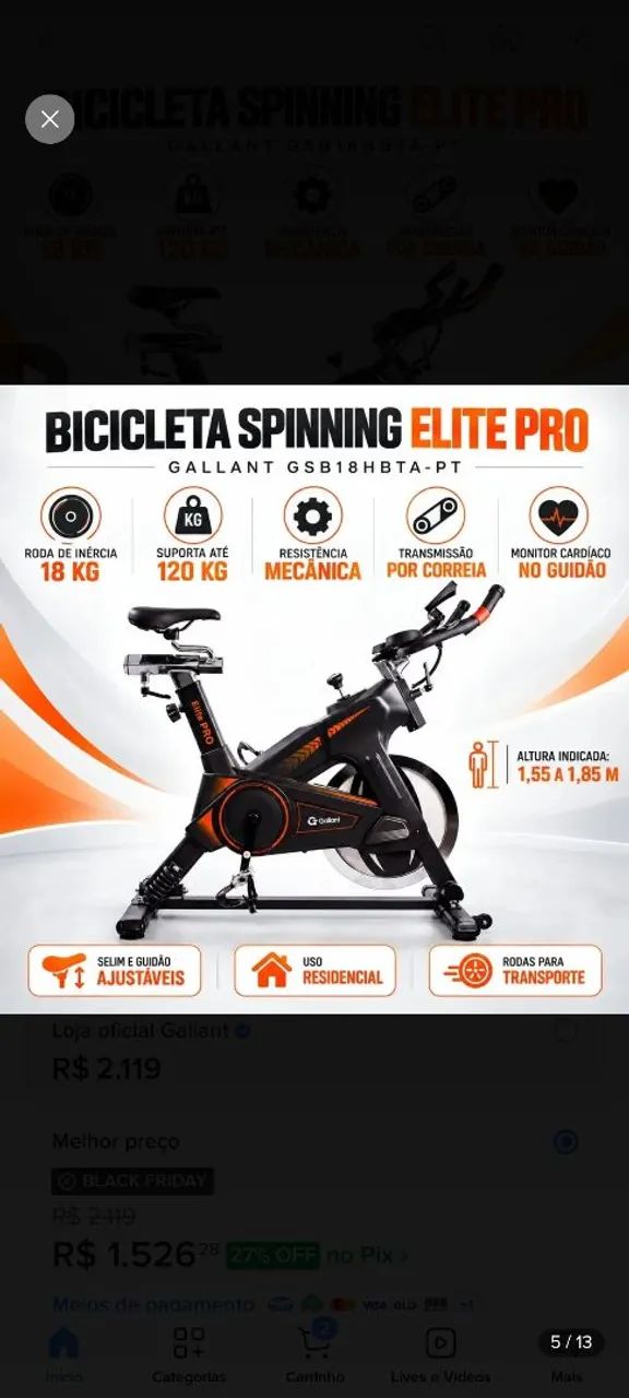 Bicicleta Ergométrica Spinning  - Foto 2