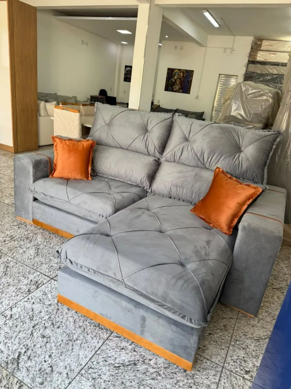 SOFÁ GRAN BELLO 2,30M - VELUDO Luxo  MOLAS ENSACADAS - Foto 4