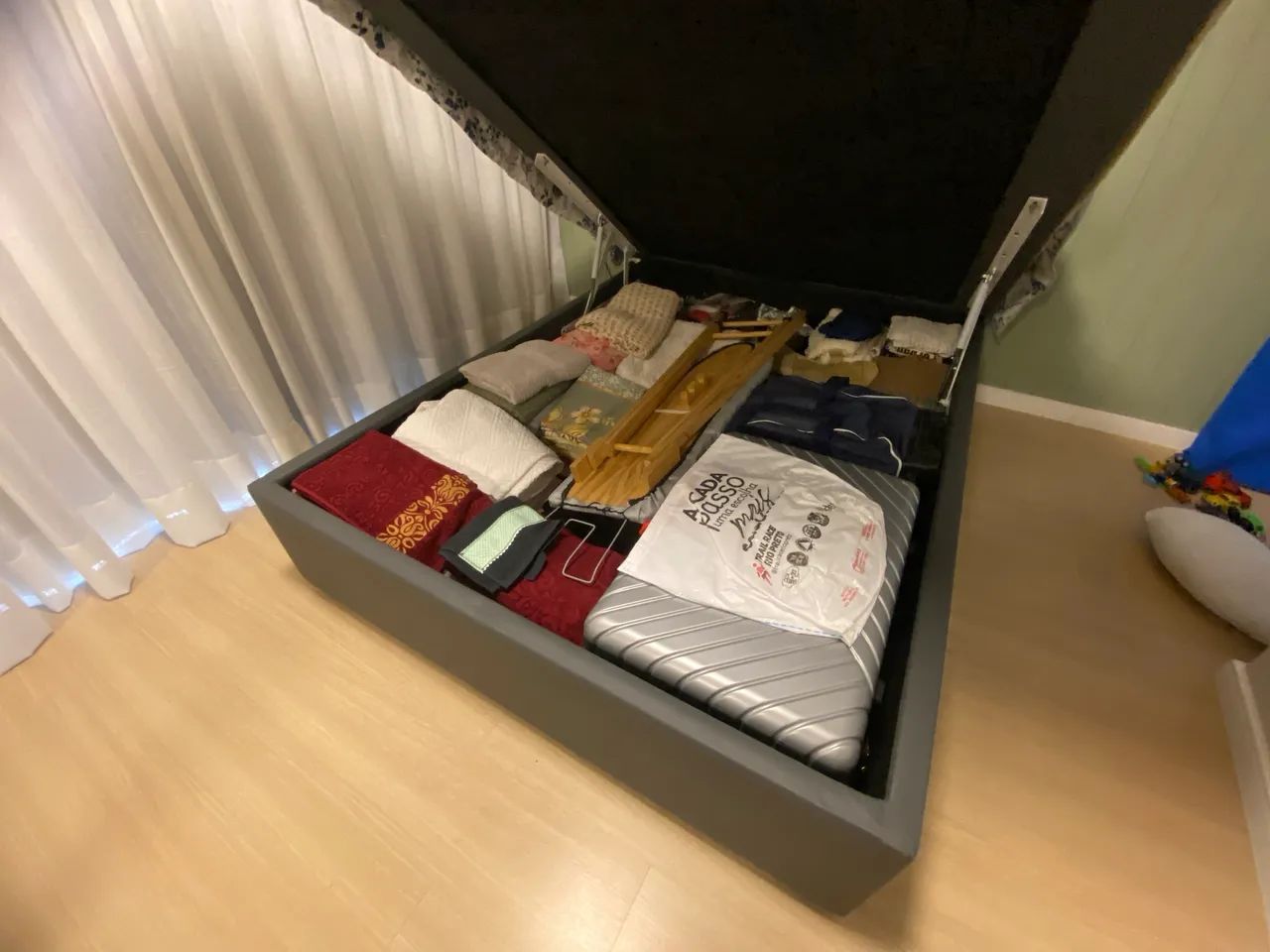 Cama Box Casal Baú Ortobom Corino Cinza - Foto 3