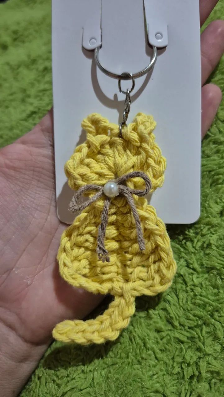 Chaveiro de gato em crochê  - Foto 4