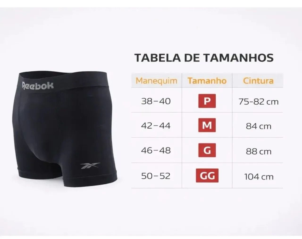 Kit 6 cuecas poliamida Reebok 