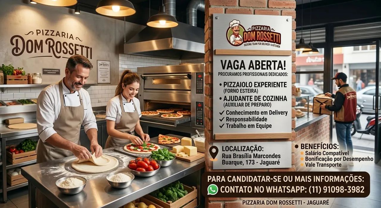 Vaga Pizzaiolo e ajudante de cozinha. - Foto 2