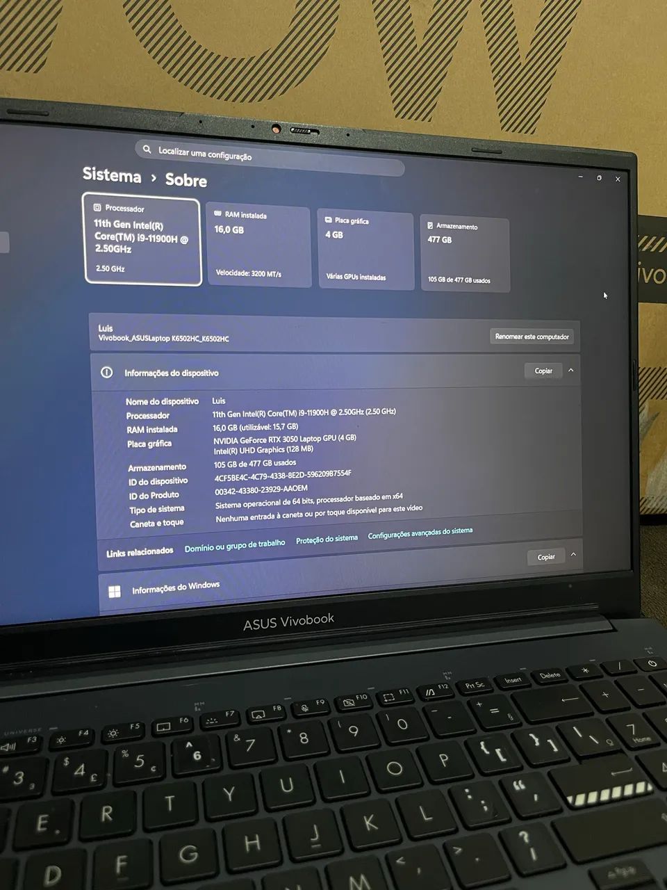 Notebook Gamer Asus  (VivoBook 15 Pro) - Foto 2