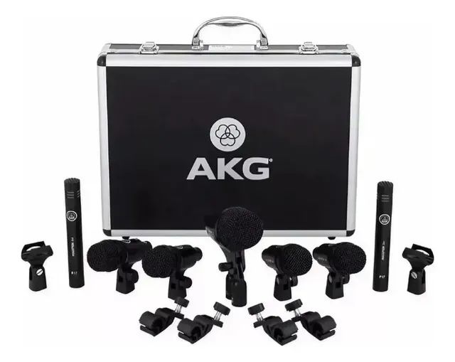 Kit De Microfone Akg Para Bateria Drum Set Session 1 Preto