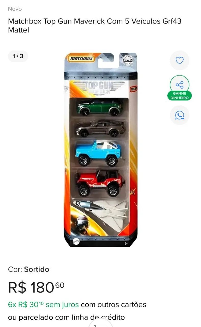 Matchbox Top Gun Maverick Com 5 Veiculos five pack - Foto 3