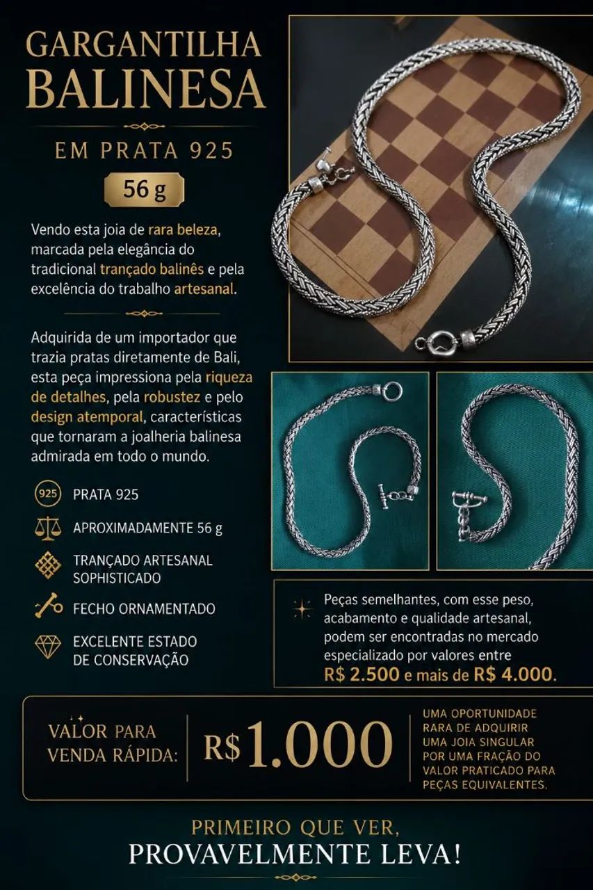 Gargantilha Balinesa em Prata 925 - 56 g 