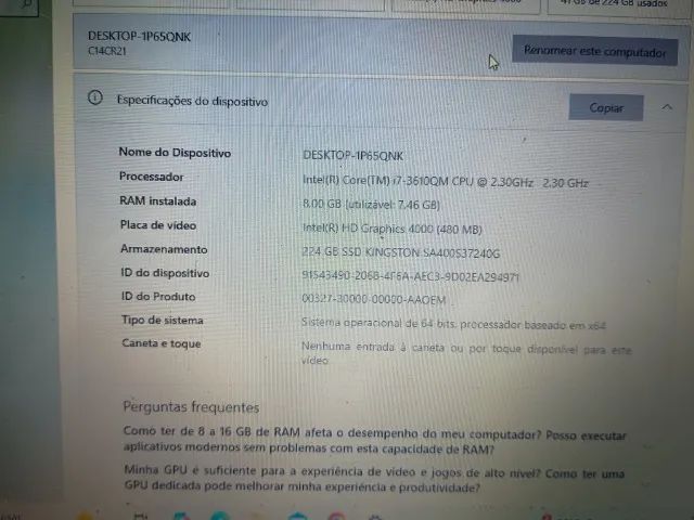 Notebook Positivo Intel® Core? i7-3610QM 8GB SSD 240GB   - Foto 2