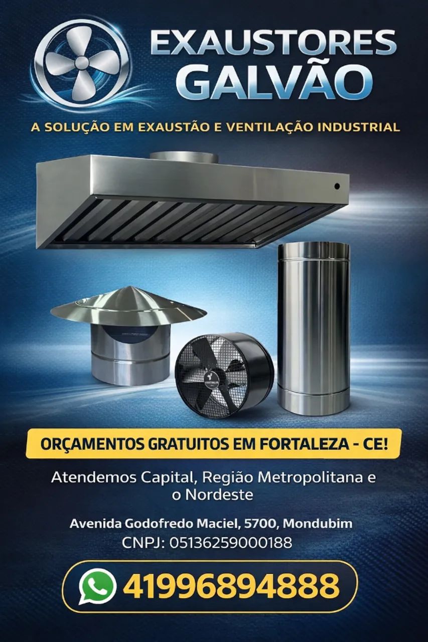 Coifa industrial para cozinha com exaustor