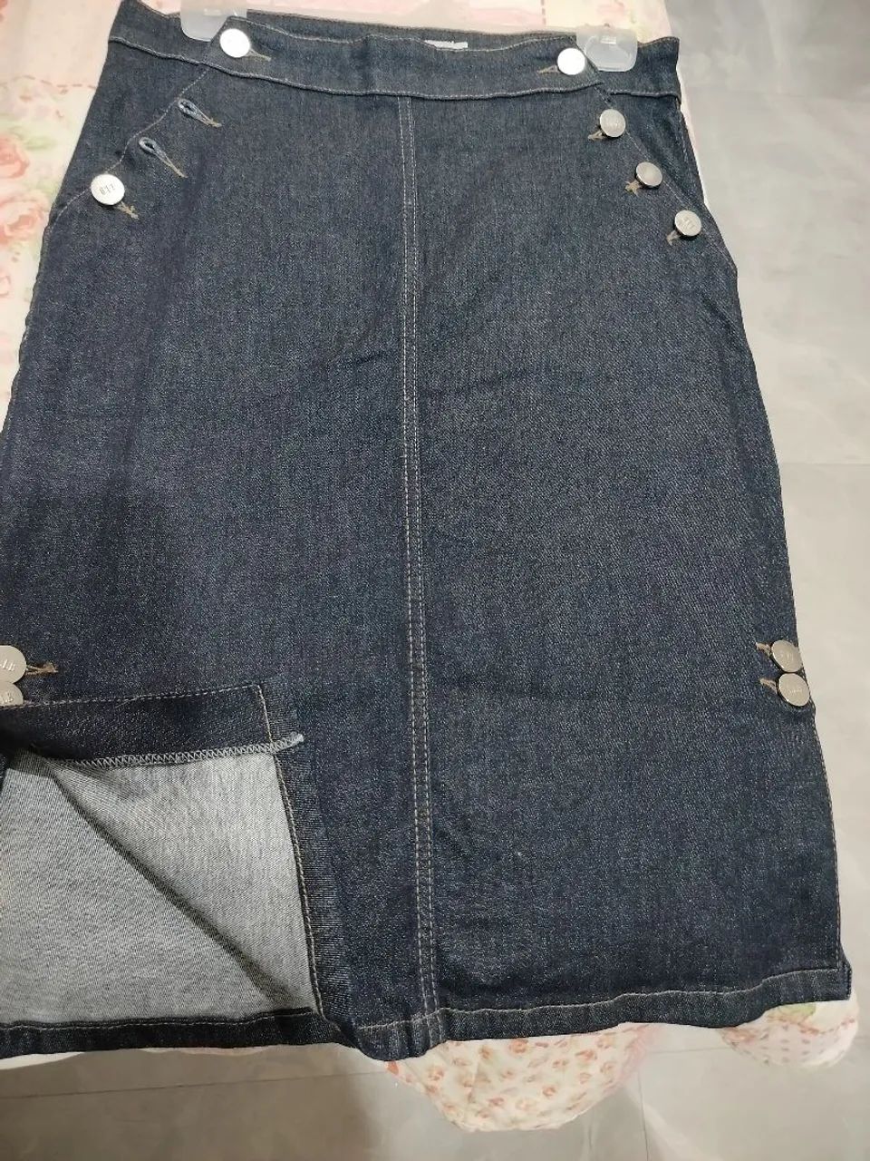 Saia lápis jeans feminina 