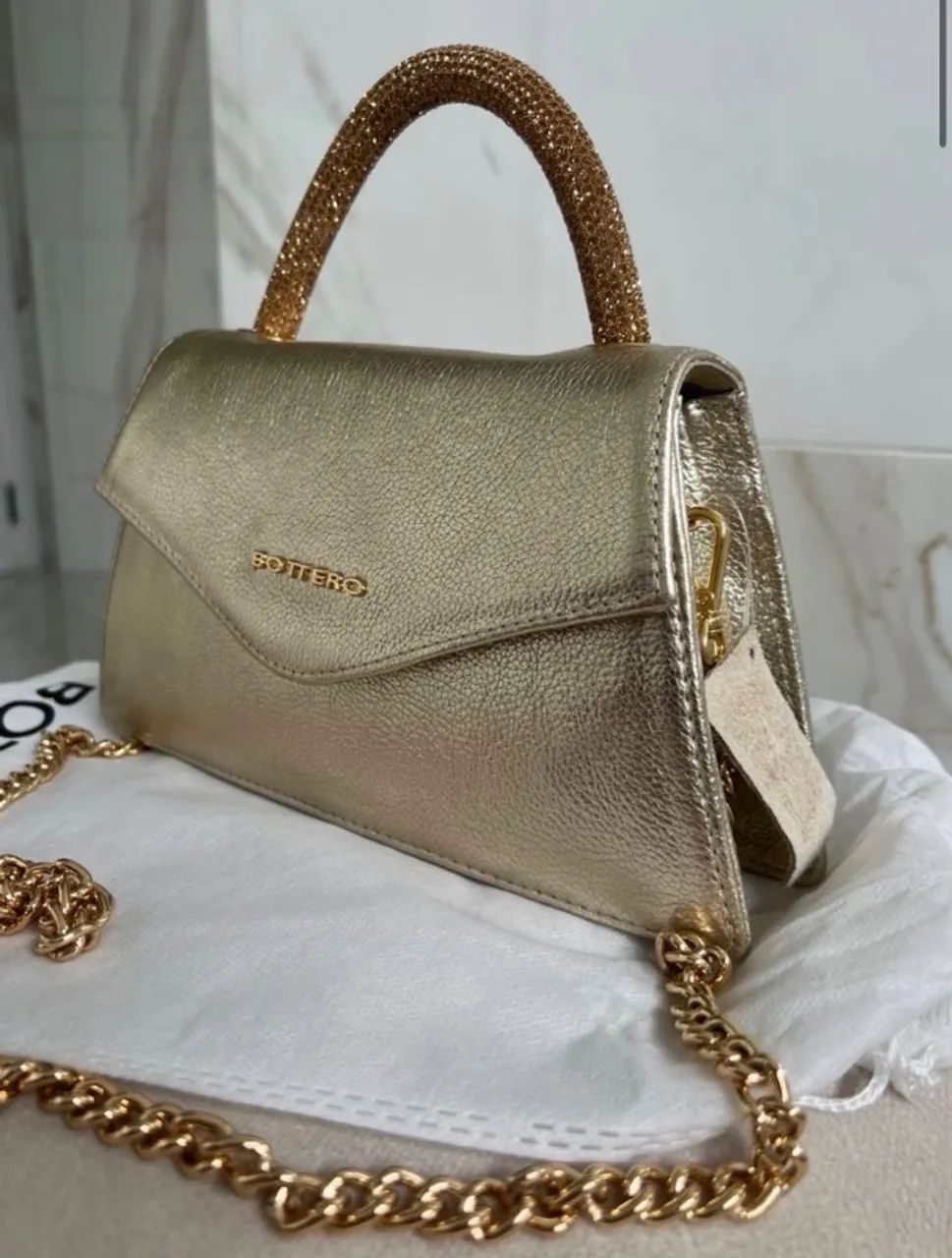Bolsa Dourada Alça de Brilho Bottero  - Foto 2