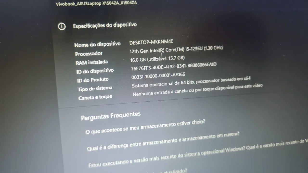 NOTEBOOK AZUS VIVOBOOK 16 RAM 