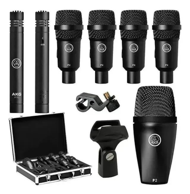 Kit De Microfone Akg Para Bateria Drum Set Session 1 Preto - Foto 3