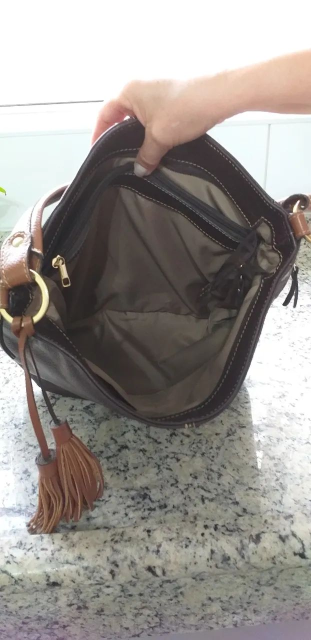 Bolsa de couro marrom da Pelica Couros - Foto 5