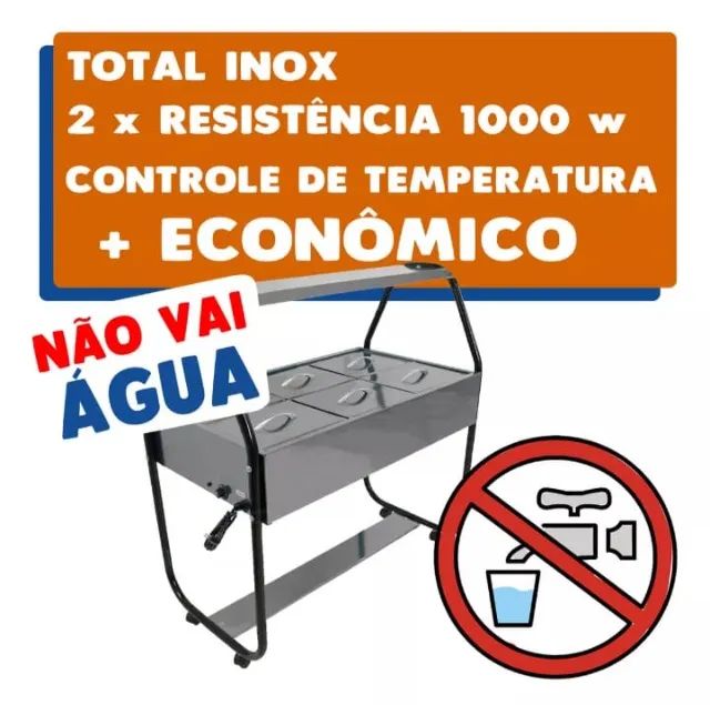 Buffet self service 6 cubas térmica de inox - Foto 3