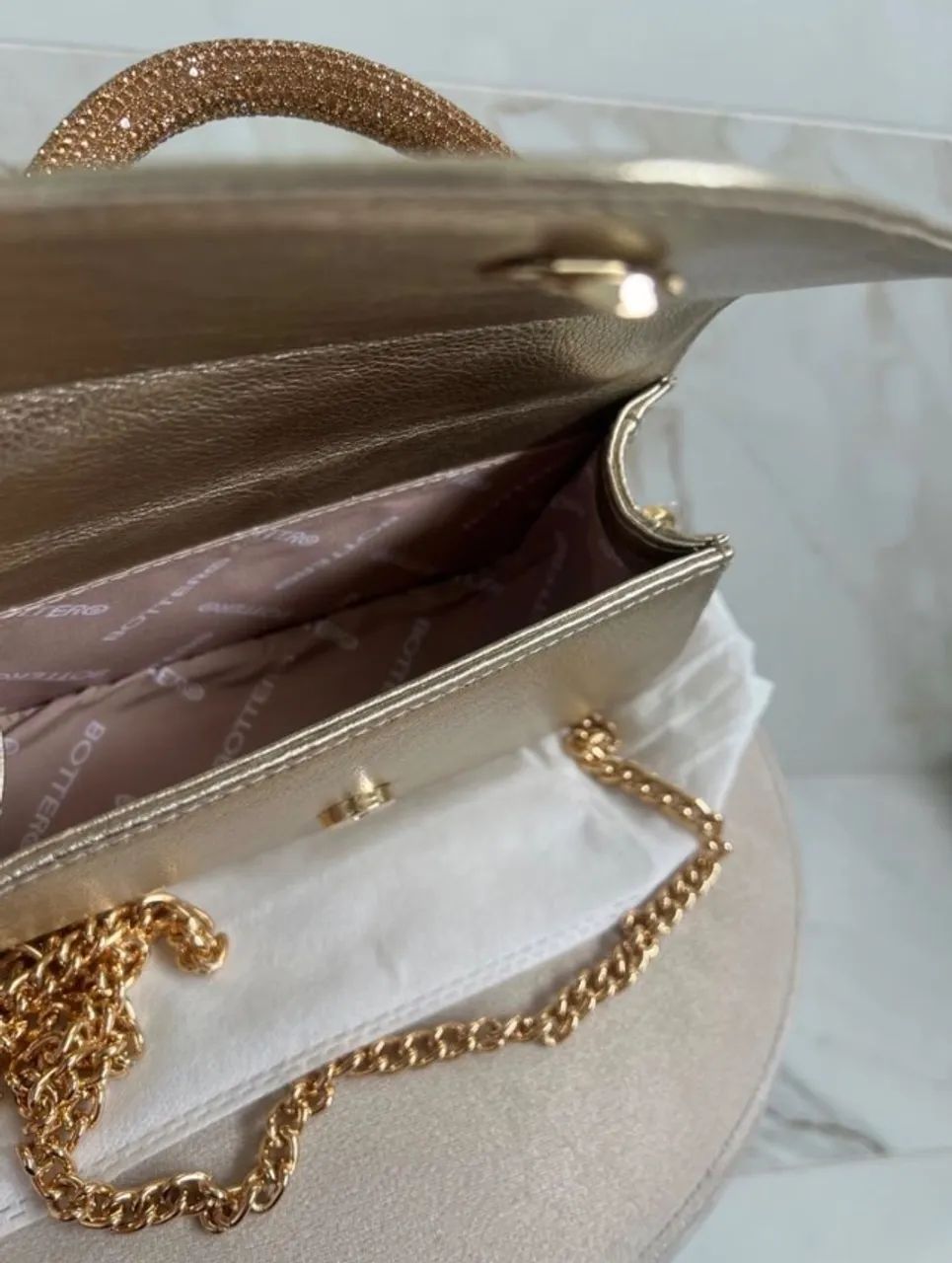 Bolsa Dourada Alça de Brilho Bottero  - Foto 5