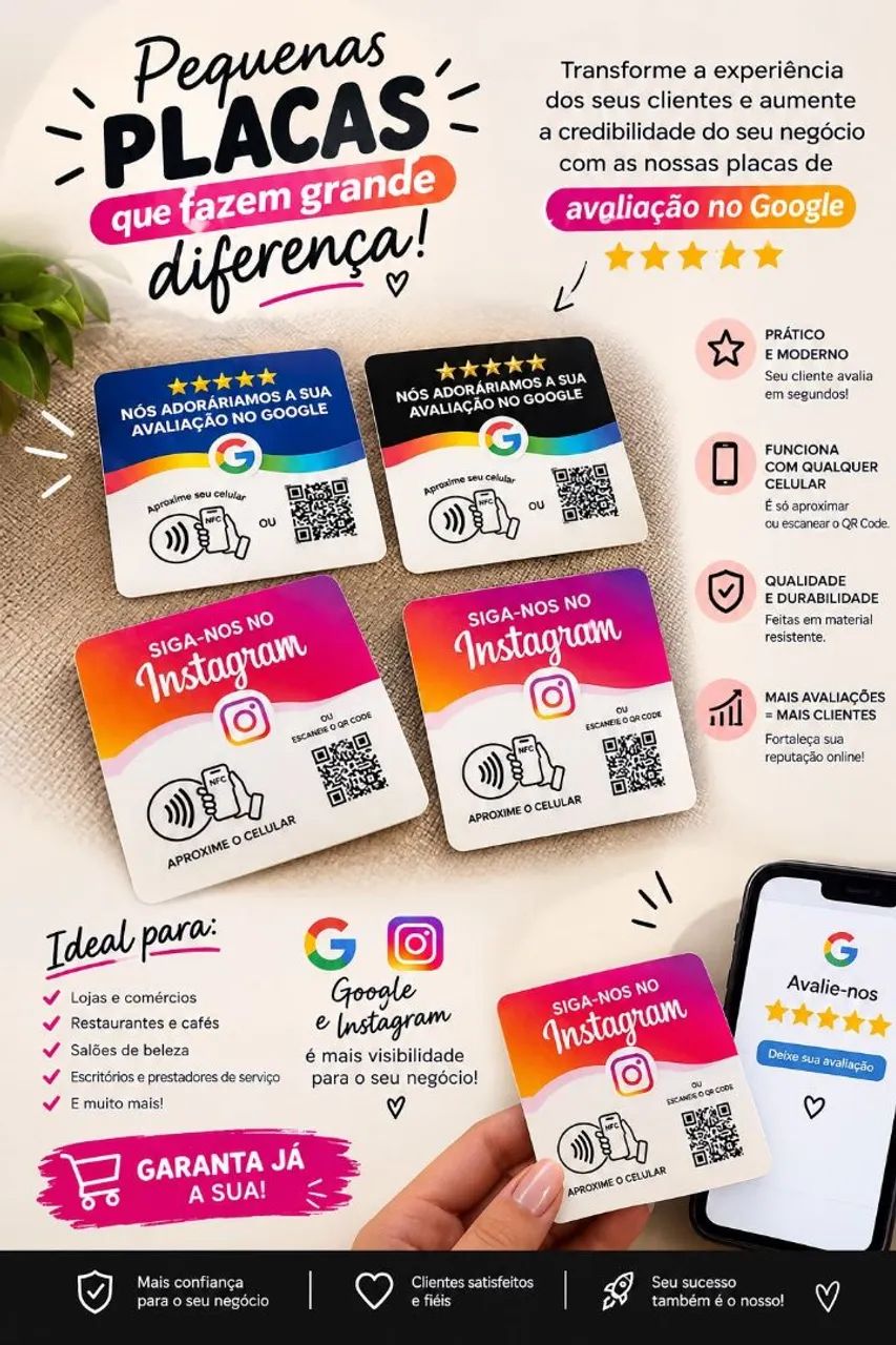 Placas NFC e QR CODE
