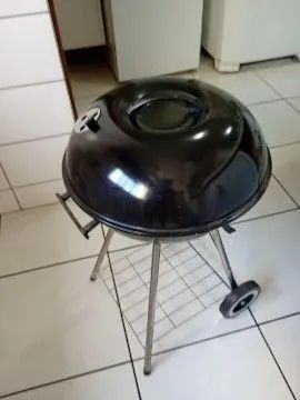 Churrasqueira móvel esmaltada vapor com rodinha