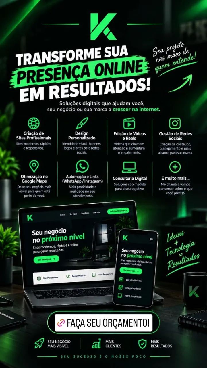Crio sites profissionais para seu negócio, com qualidade e menor preço! 