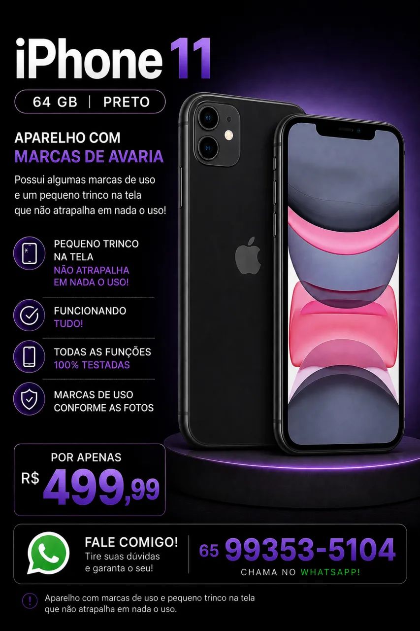 IPHONE 11 PRETO 64GB