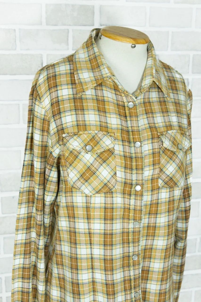 Camisa xadrez feminina mostarda - usado - Foto 4