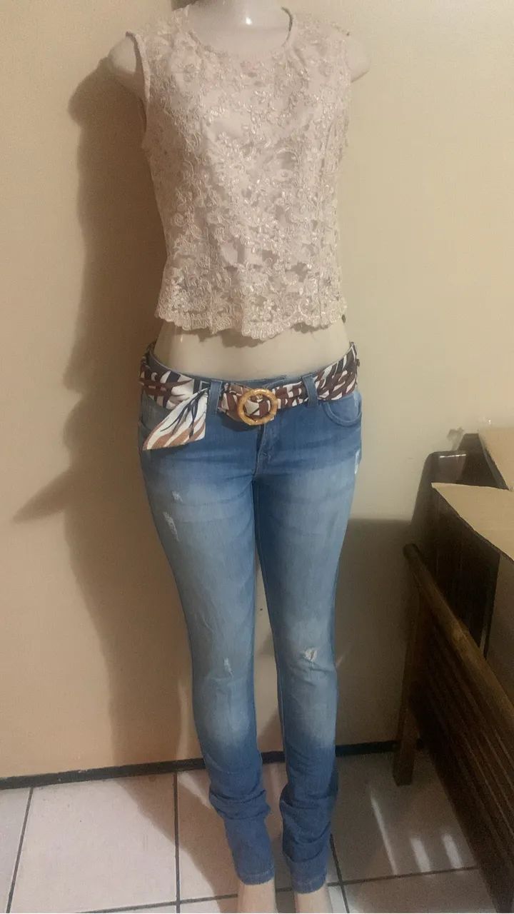 Calça jeans ( Rosa chá) vendo ou troco  - Foto 4
